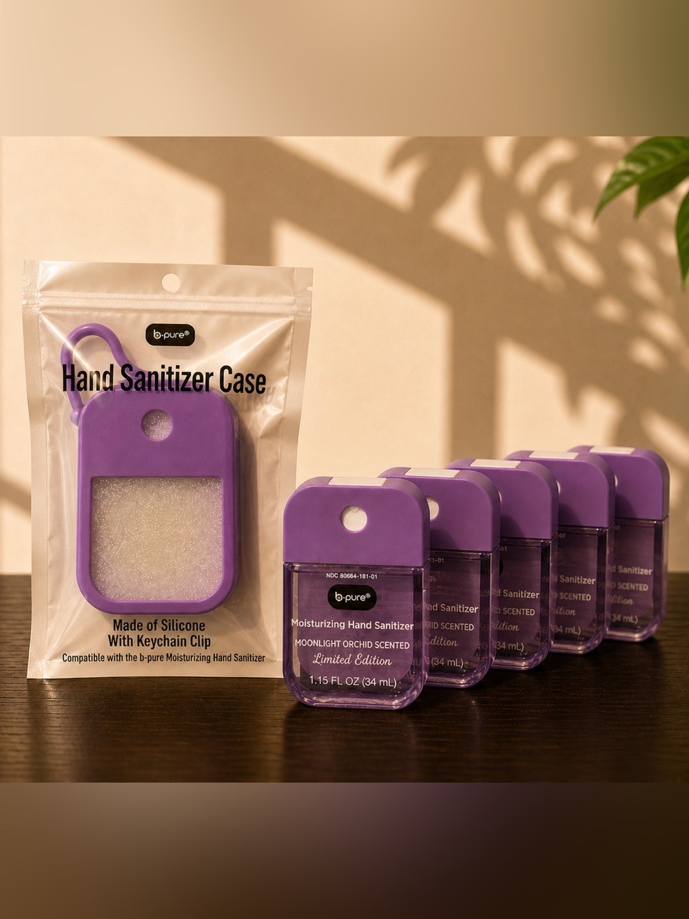 Purple Hand Sanitizer Bundle 5 Pack With Matching Case